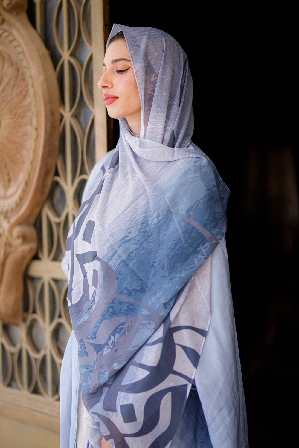 Dreamy Frost Chiffon Shawl