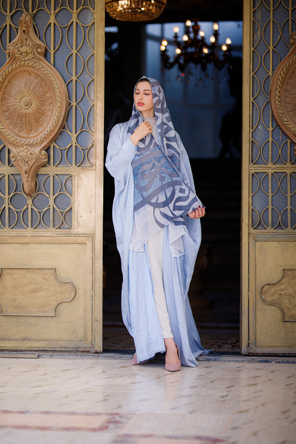 Dreamy Frost Chiffon Shawl