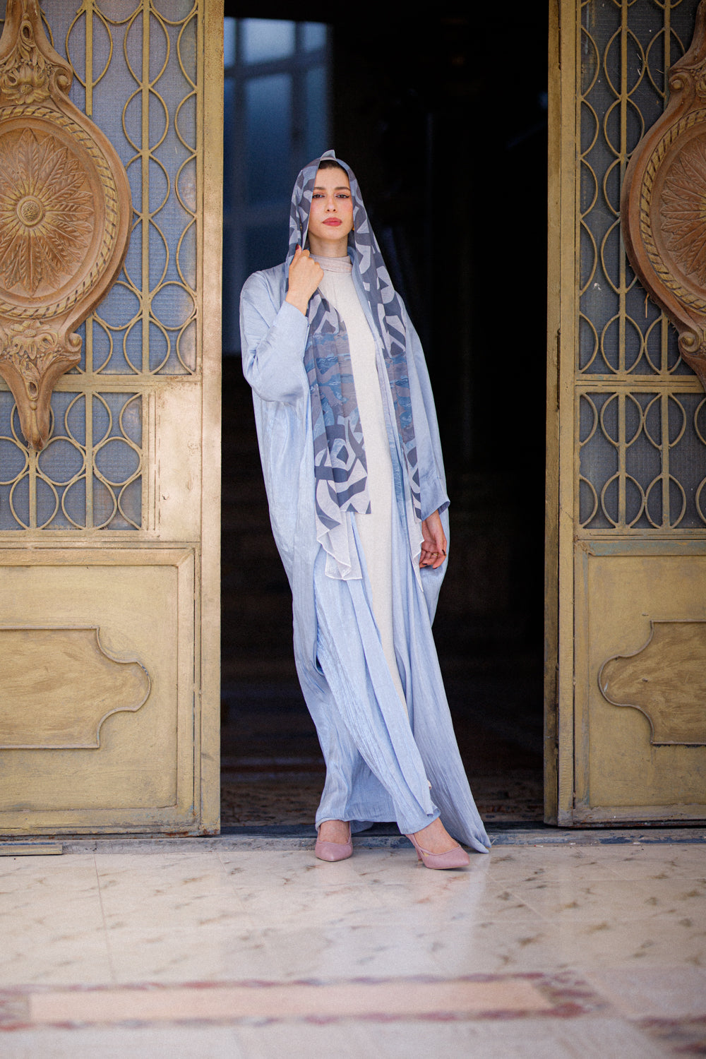 Dreamy Frost Chiffon Shawl