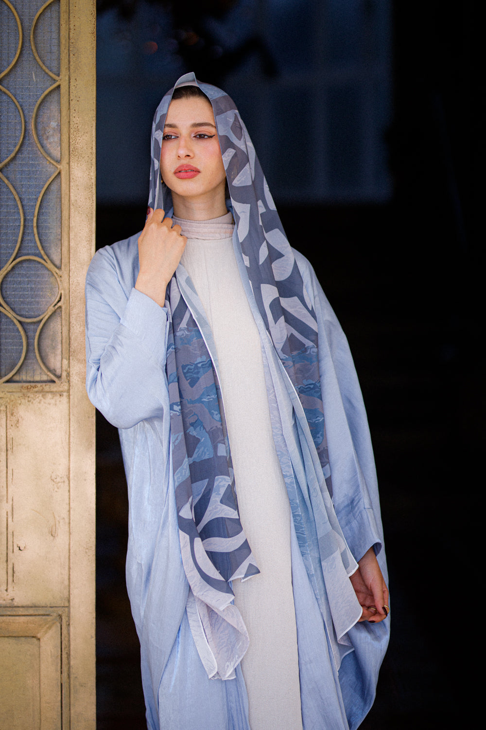 Dreamy Frost Chiffon Shawl