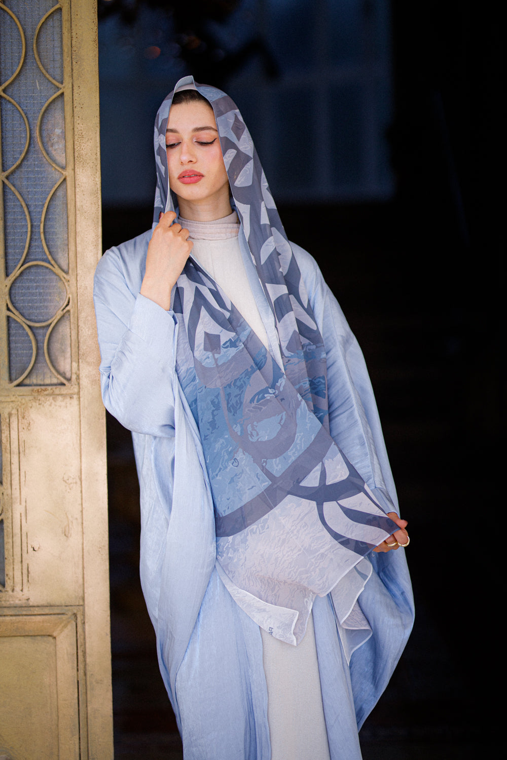 Dreamy Frost Chiffon Shawl