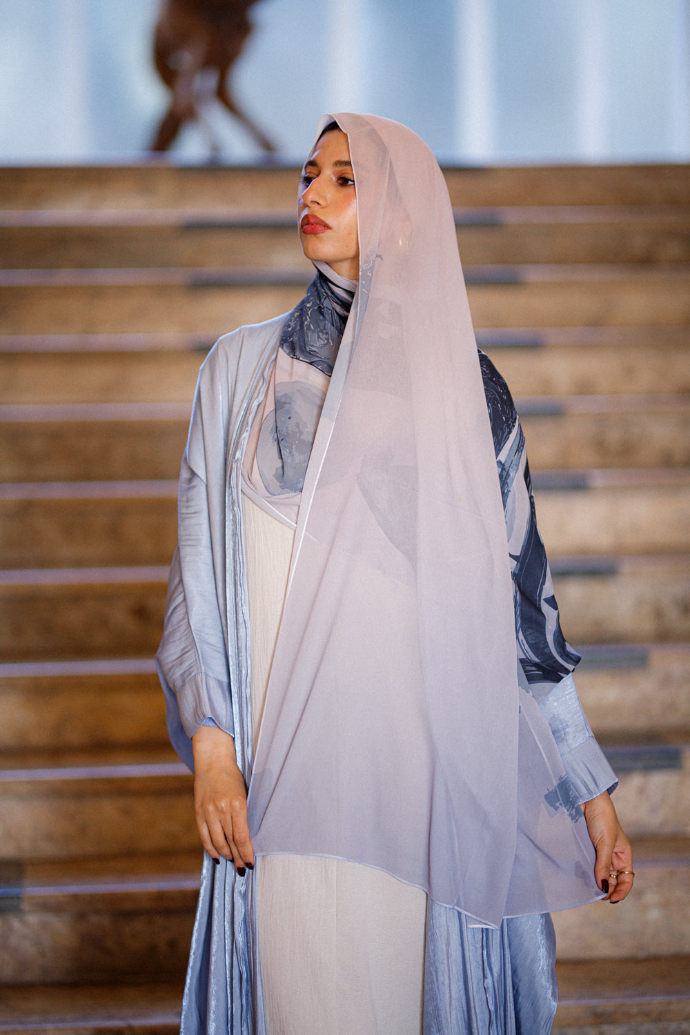 Heavenly Azure Chiffon Shawl