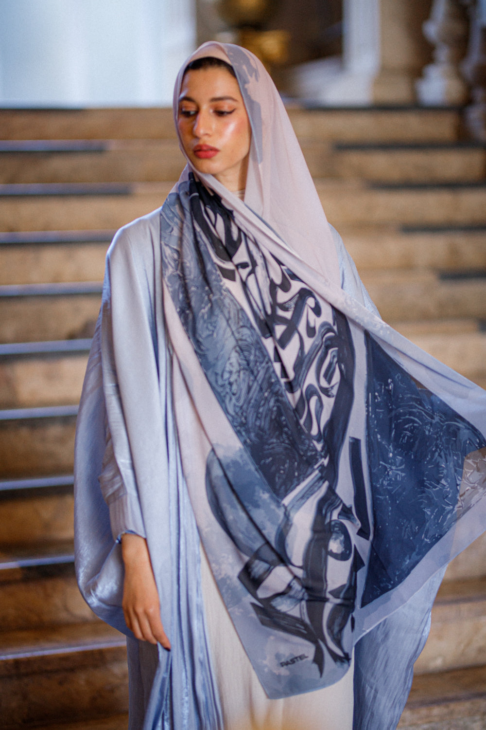 Heavenly Azure Chiffon Shawl