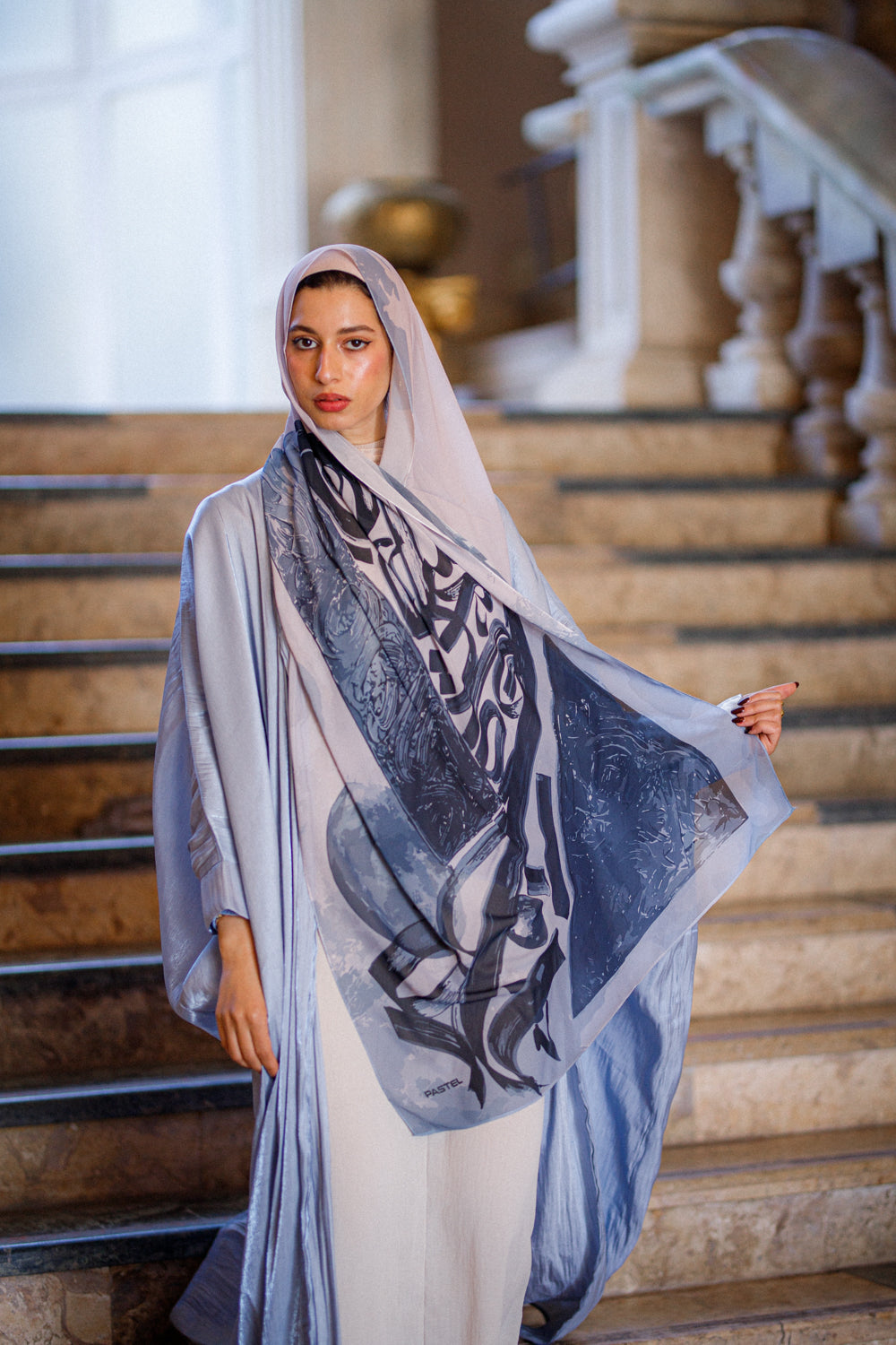 Heavenly Azure Chiffon Shawl