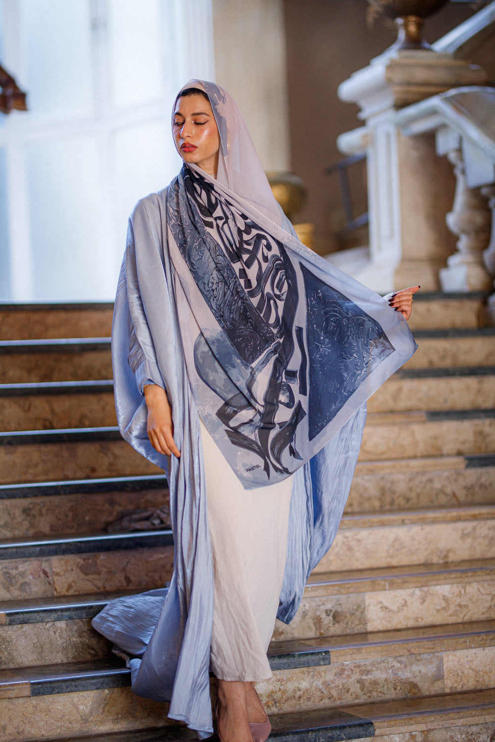 Heavenly Azure Chiffon Shawl