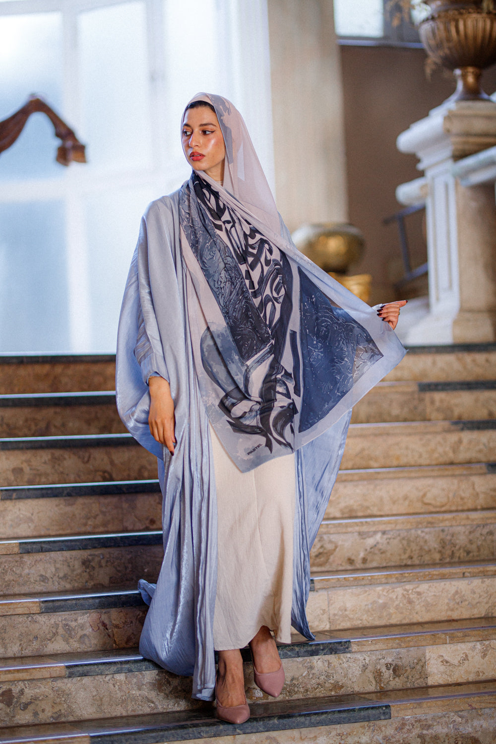 Heavenly Azure Chiffon Shawl