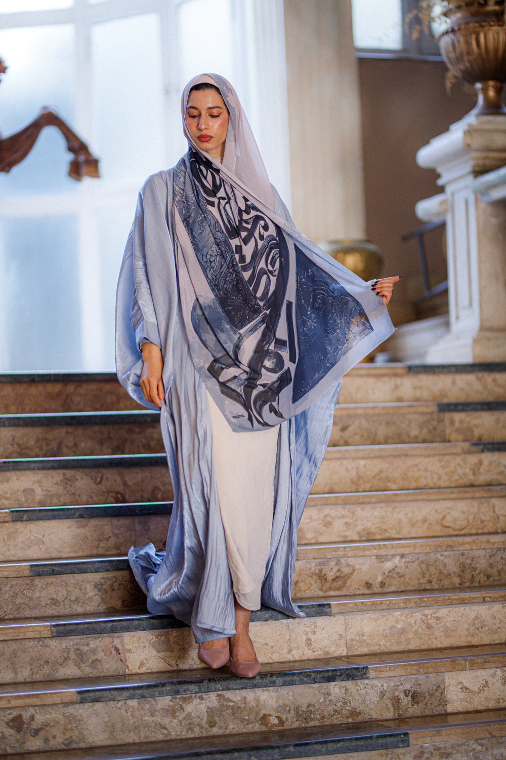 Heavenly Azure Chiffon Shawl