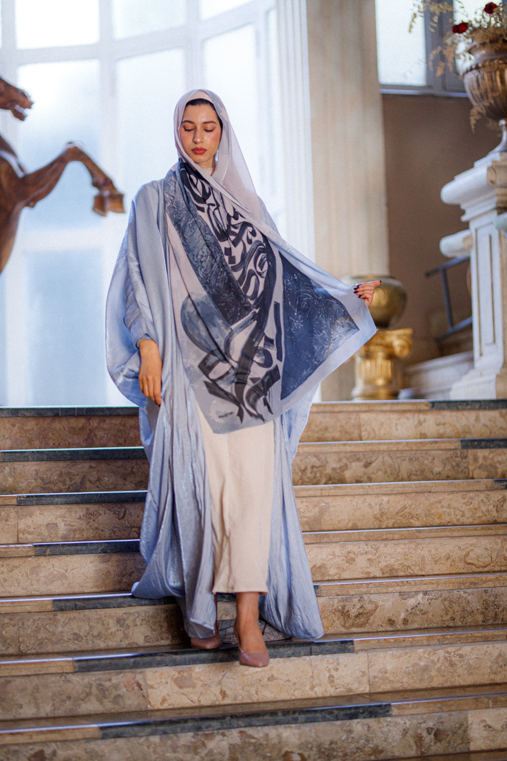 Heavenly Azure Chiffon Shawl