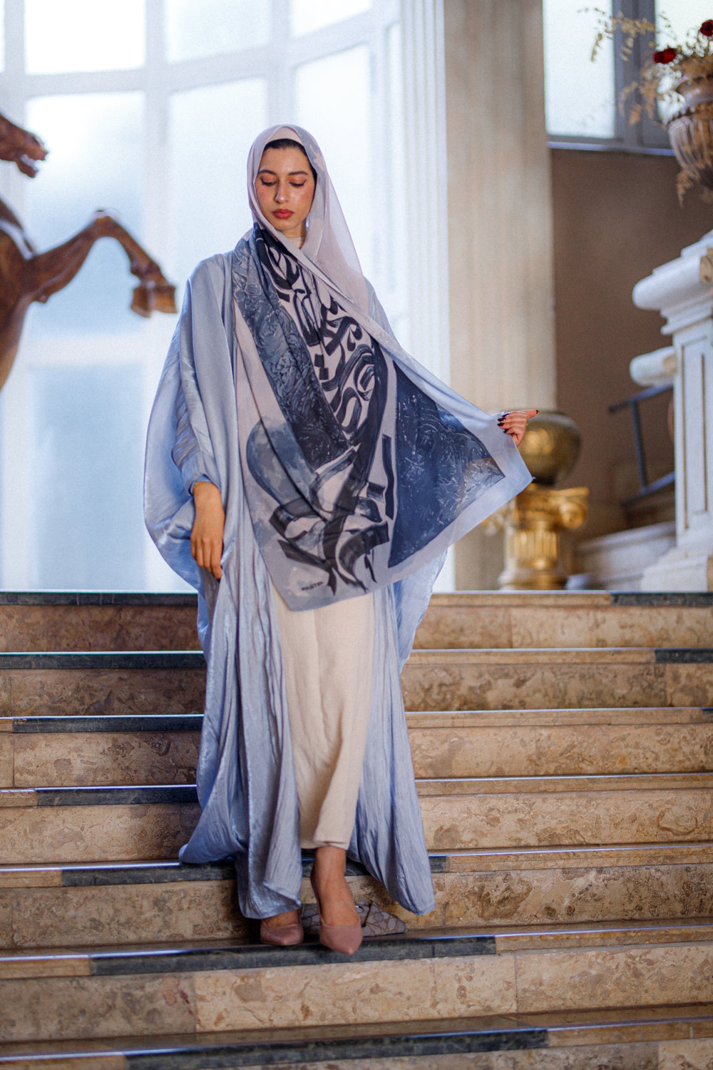 Heavenly Azure Chiffon Shawl