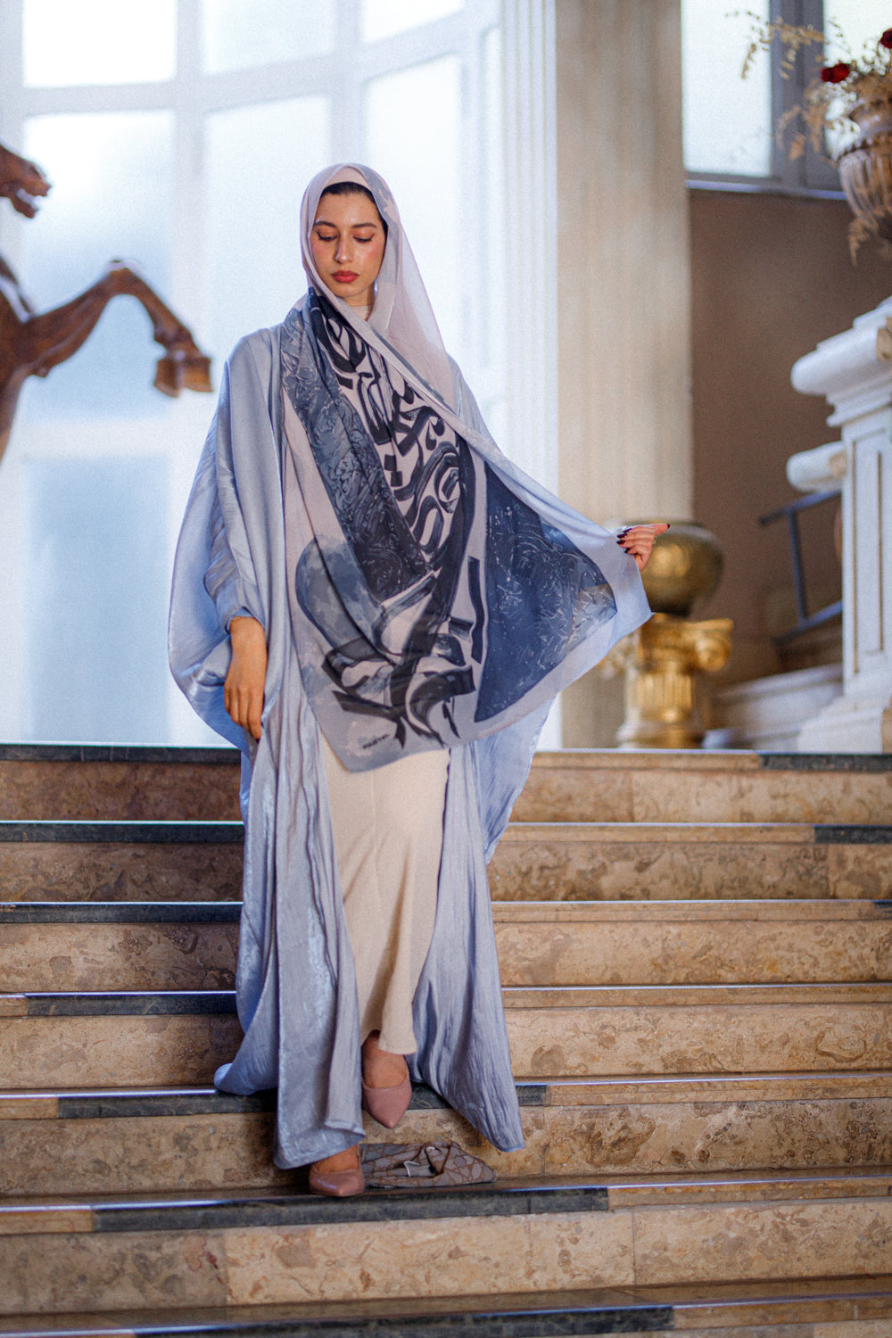 Heavenly Azure Chiffon Shawl