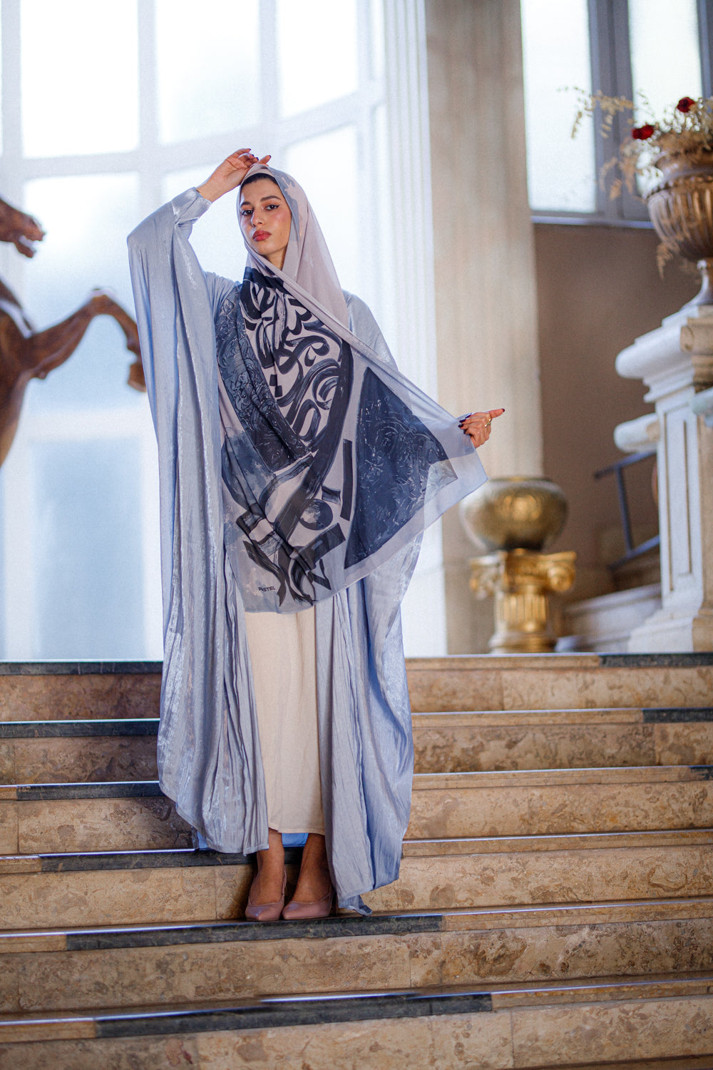 Heavenly Azure Chiffon Shawl